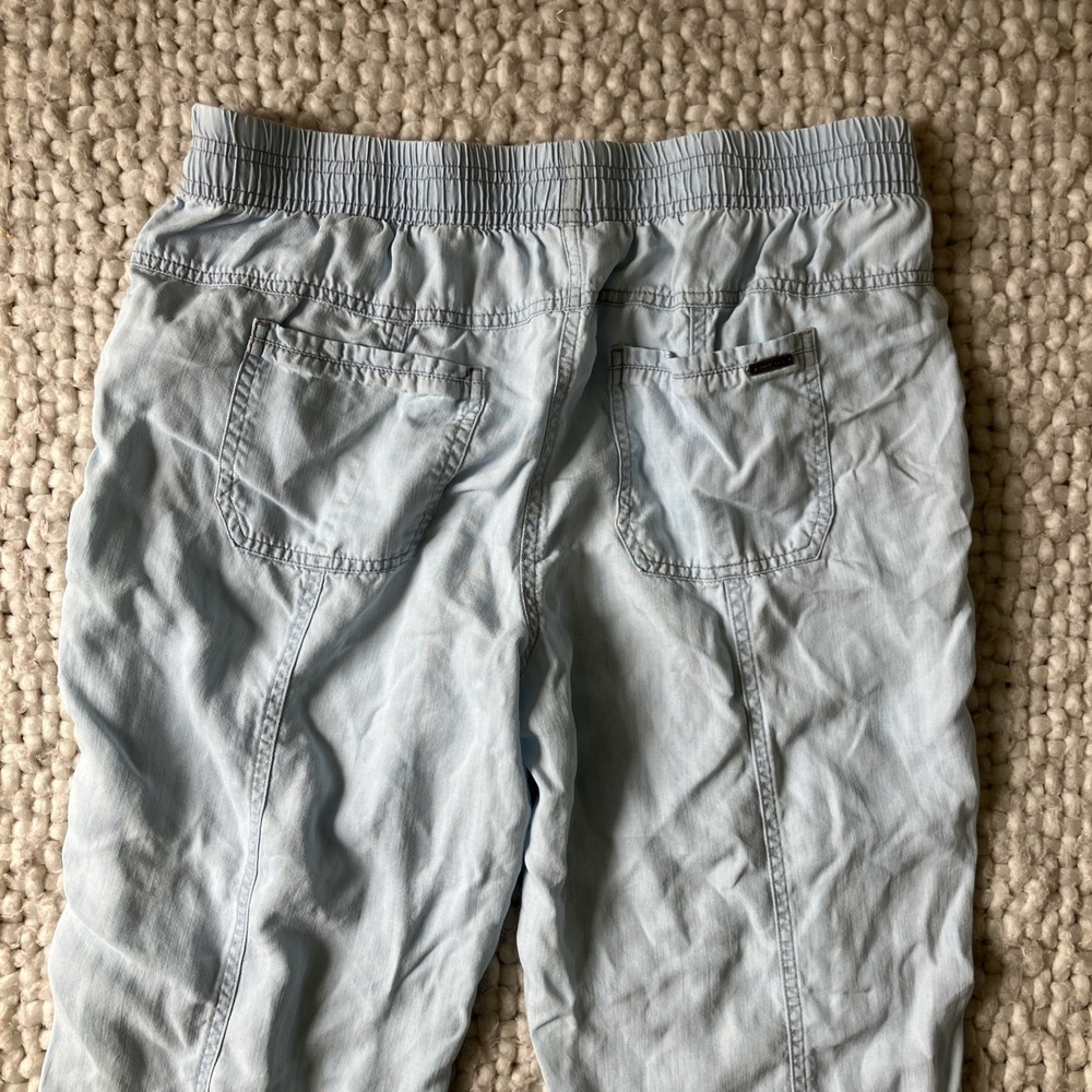 prAna Breathe Women's Cropped Pants Med Chambray Wide‎ Leg Relaxed Boho Coastal - Picture 5 of 10